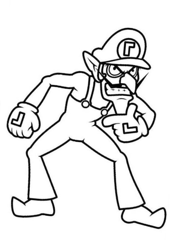 Online coloring book: Angry Waluigi coloring book